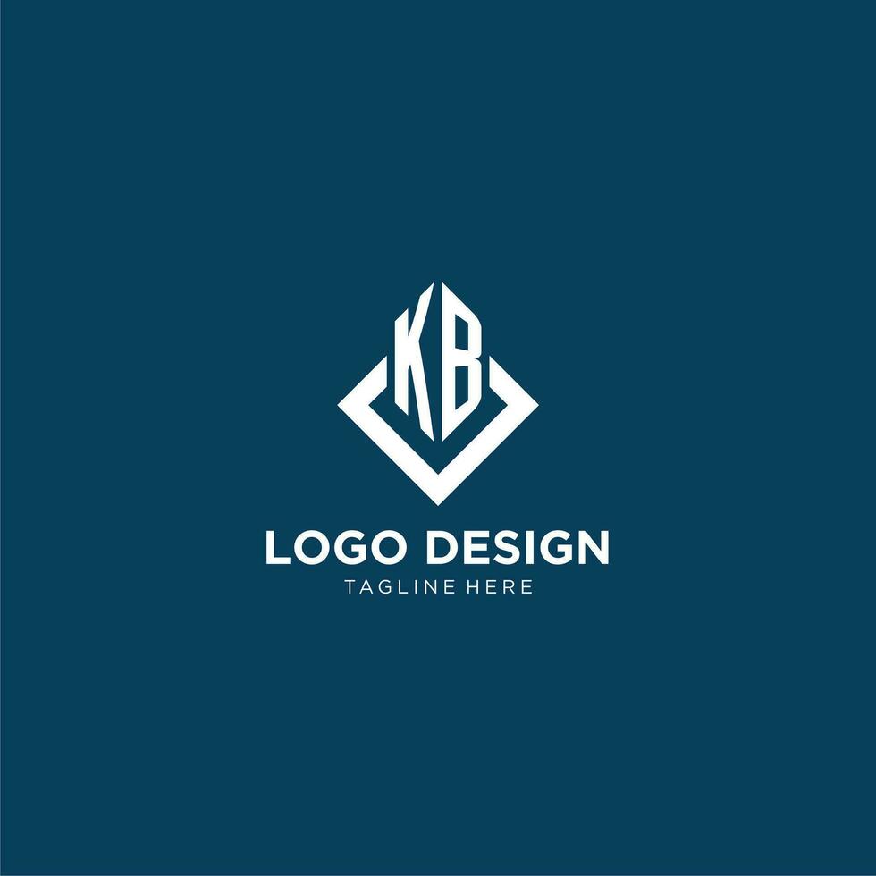 Initial KB logo square rhombus with lines, modern and elegant logo design vector