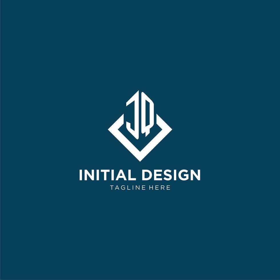 Initial JQ logo square rhombus with lines, modern and elegant logo design vector