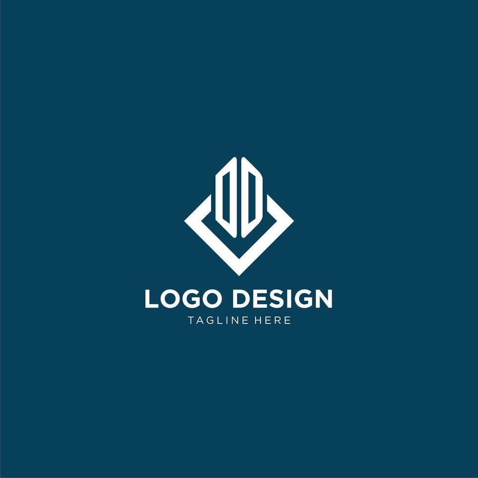 Initial DO logo square rhombus with lines, modern and elegant logo design vector