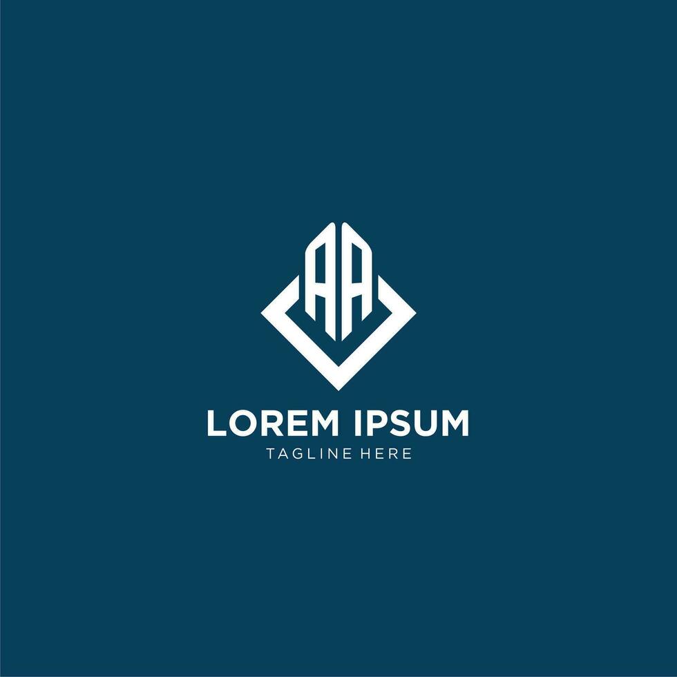 Initial AA logo square rhombus with lines, modern and elegant logo design vector