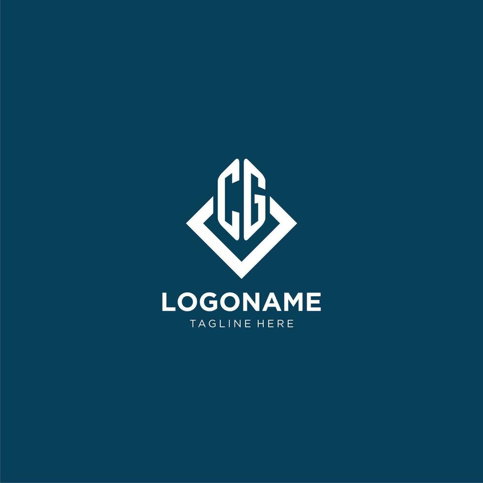 Initial CG logo square rhombus with lines, modern and elegant logo design vector