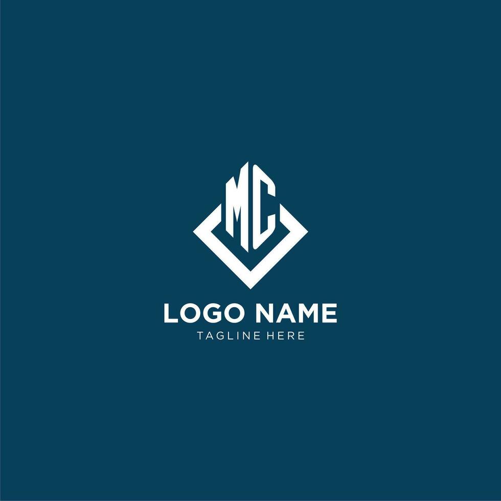 Initial MC logo square rhombus with lines, modern and elegant logo design vector