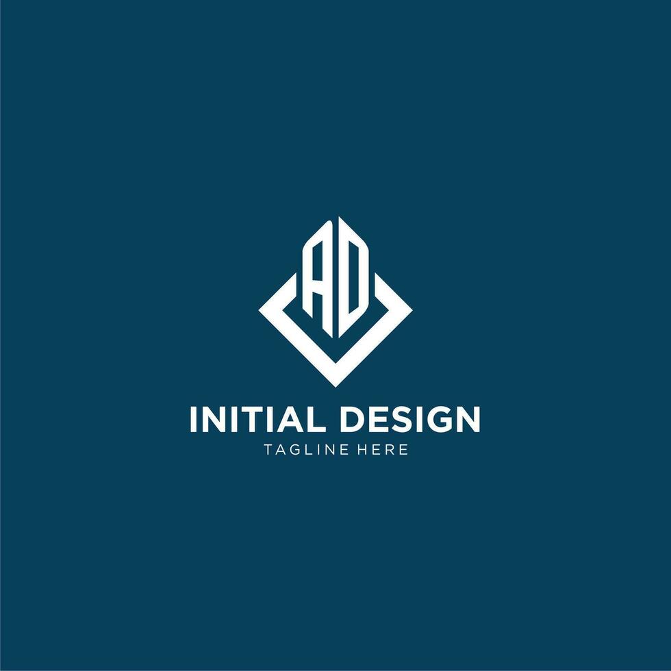 inicial anuncio logo cuadrado rombo con líneas, moderno y elegante logo diseño vector