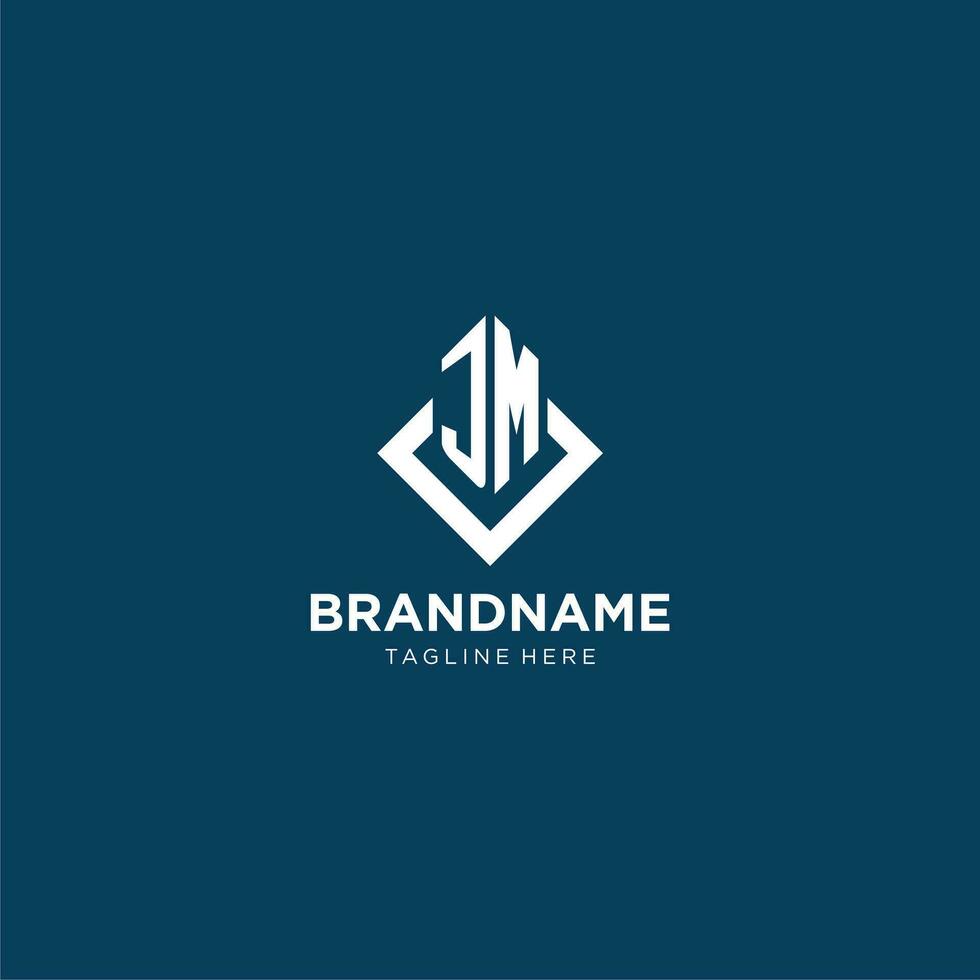 Initial JM logo square rhombus with lines, modern and elegant logo design vector