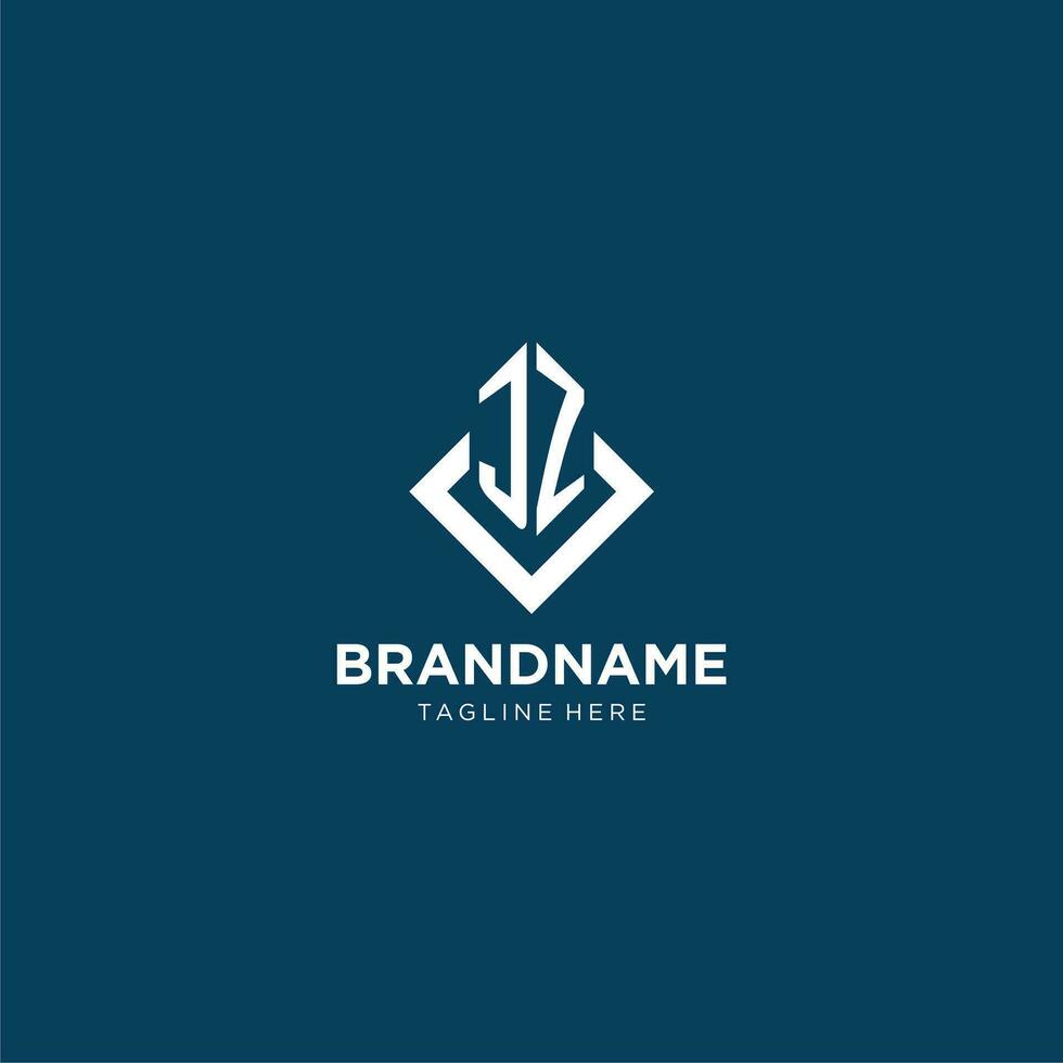 Initial JZ logo square rhombus with lines, modern and elegant logo design vector