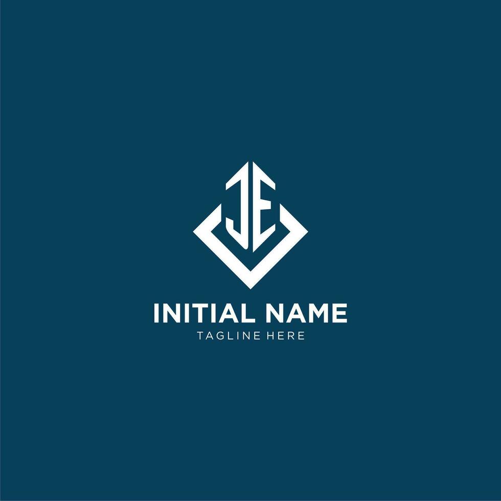 Initial JE logo square rhombus with lines, modern and elegant logo design vector