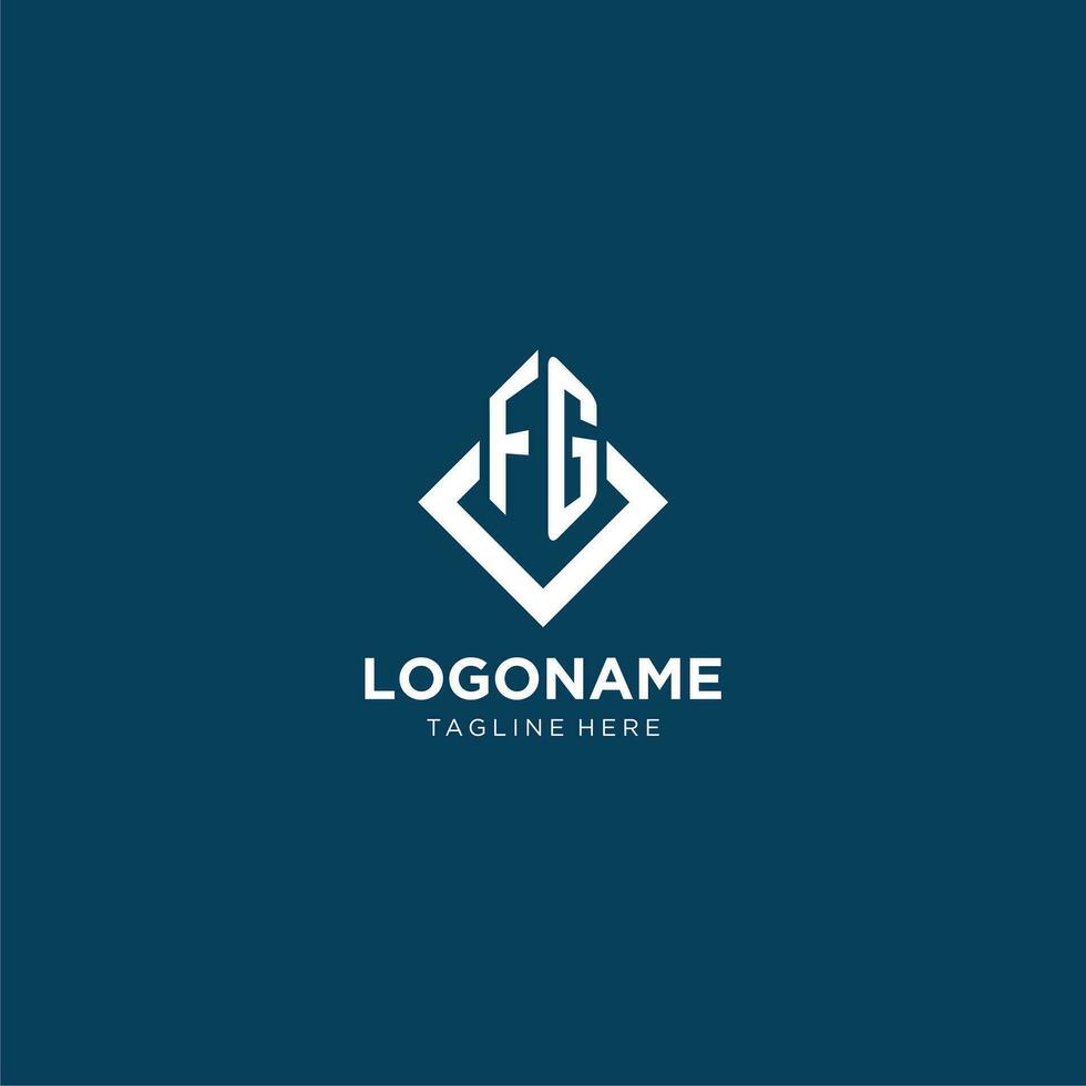 Initial FG logo square rhombus with lines, modern and elegant logo design vector