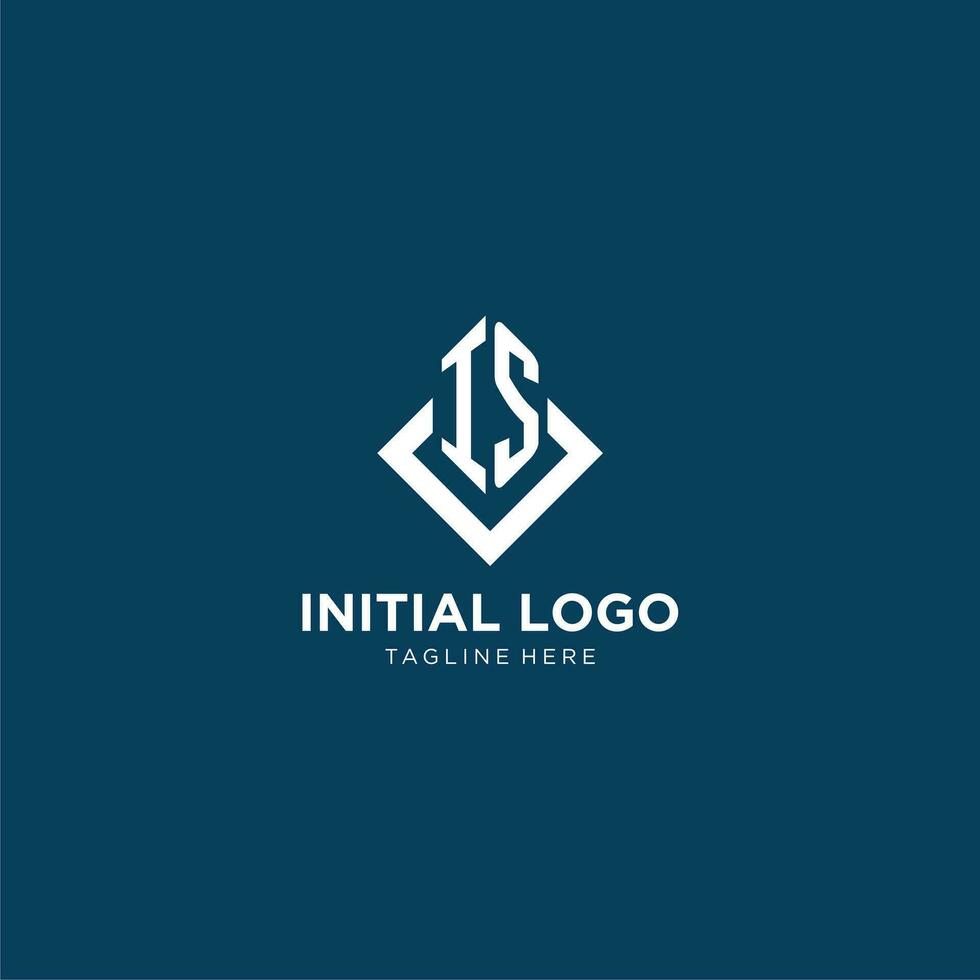 inicial es logo cuadrado rombo con líneas, moderno y elegante logo diseño vector