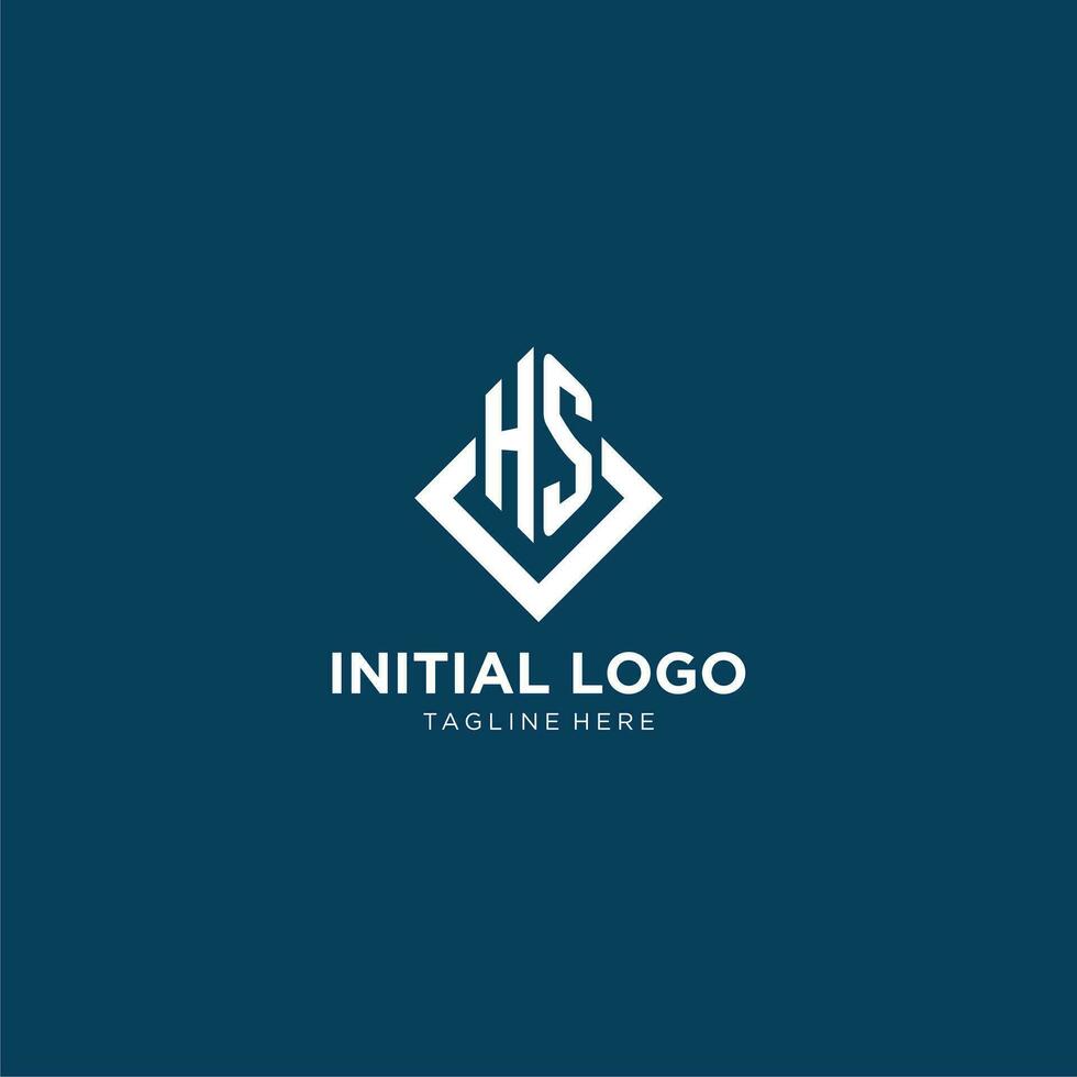 Initial HS logo square rhombus with lines, modern and elegant logo design vector