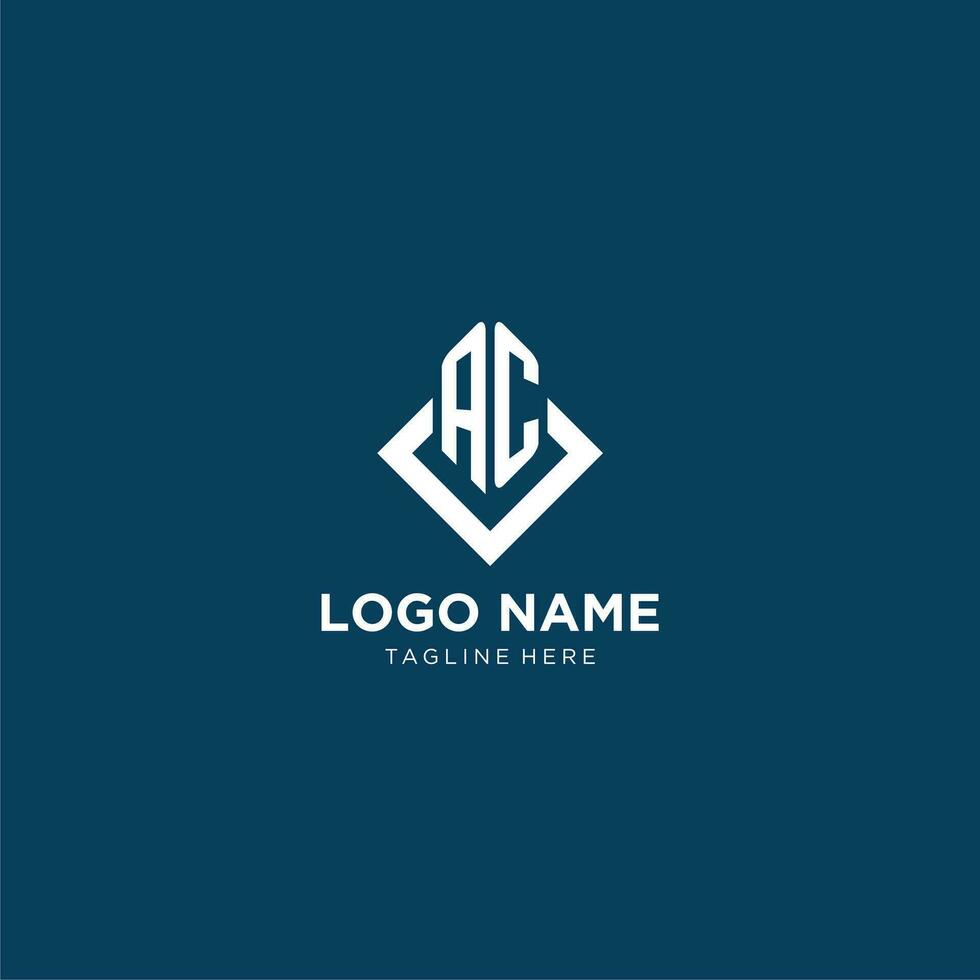 Initial AC logo square rhombus with lines, modern and elegant logo design vector