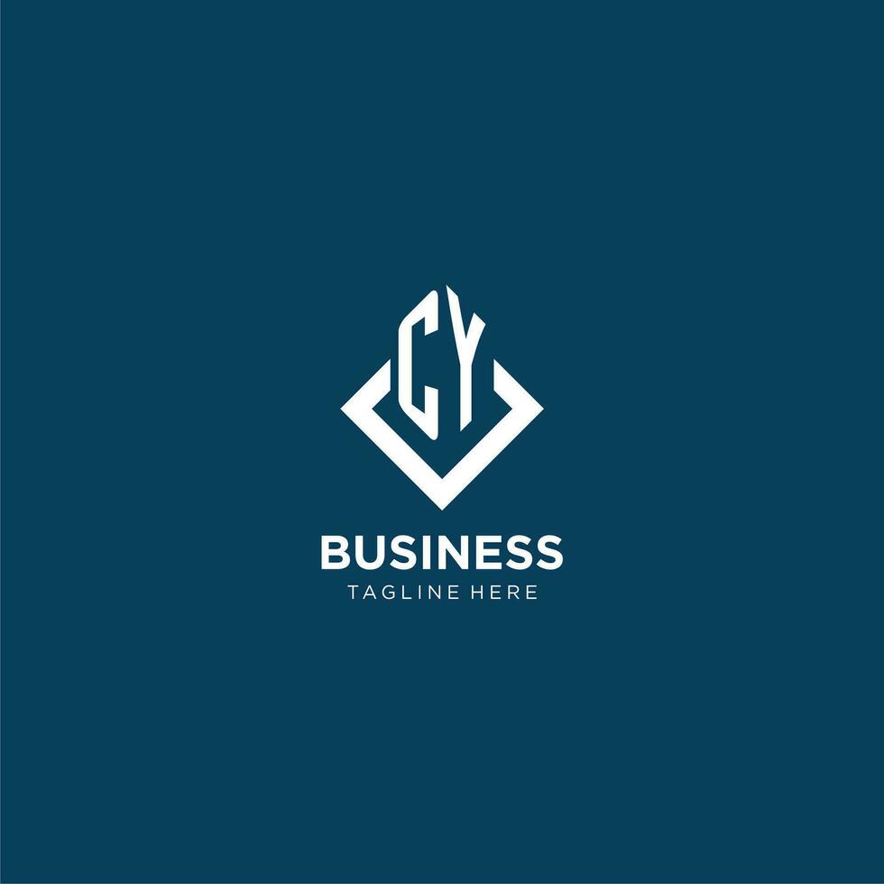 Initial CY logo square rhombus with lines, modern and elegant logo design vector