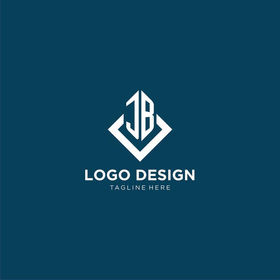 Initial JB logo square rhombus with lines, modern and elegant logo design vector