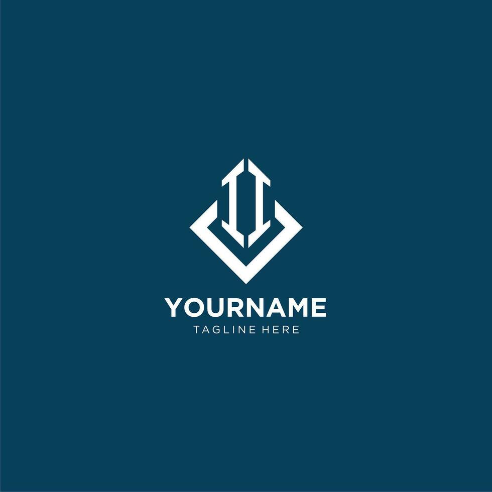 Initial II logo square rhombus with lines, modern and elegant logo design vector