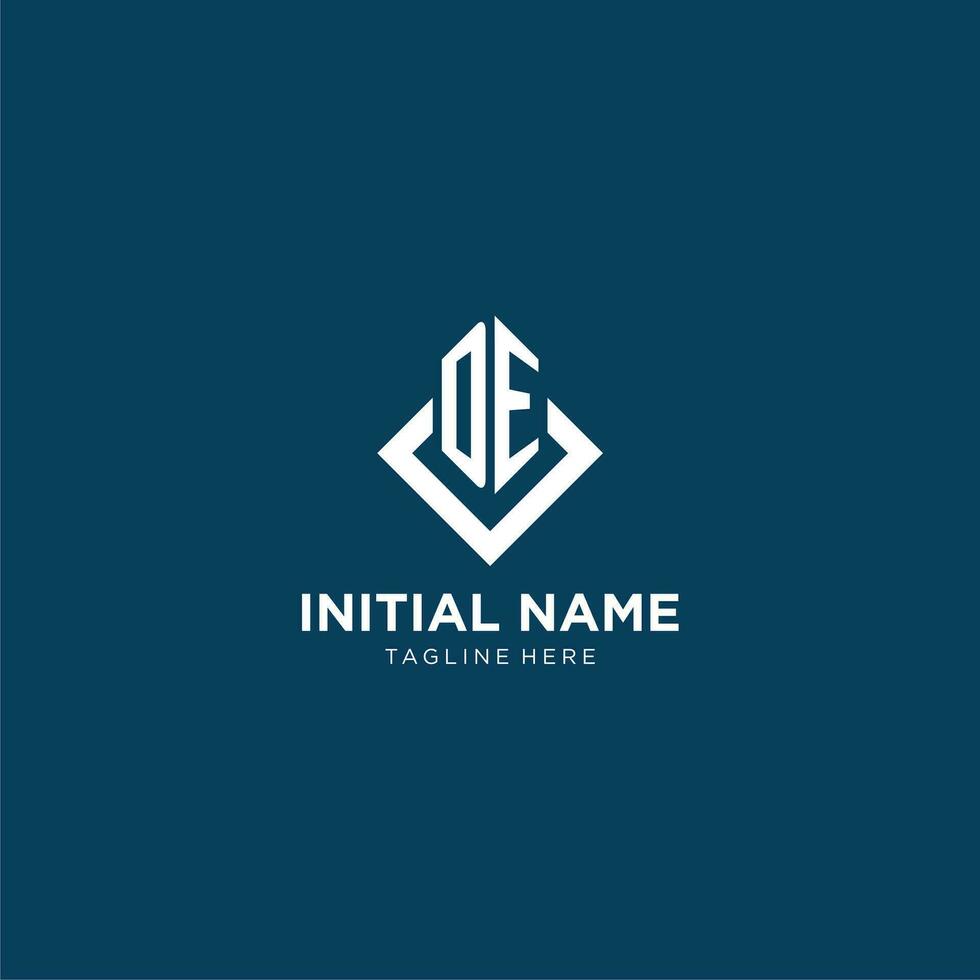 Initial DE logo square rhombus with lines, modern and elegant logo design vector