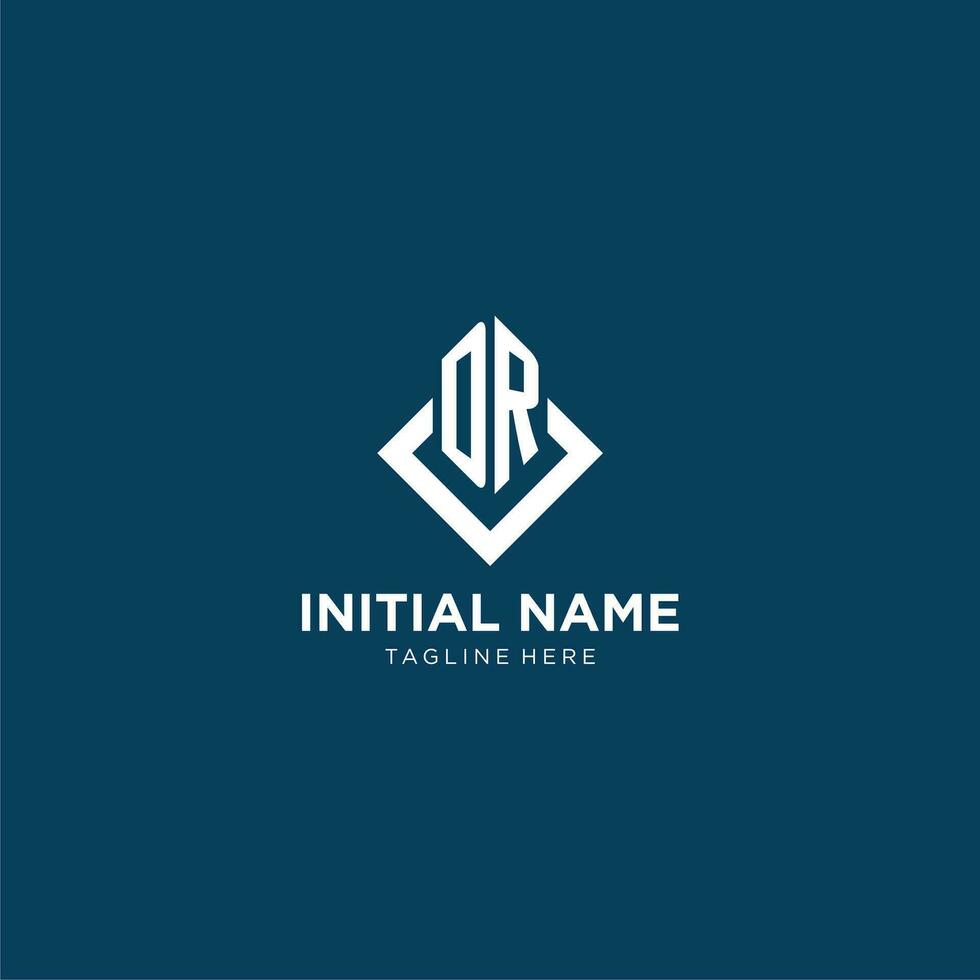 Initial DR logo square rhombus with lines, modern and elegant logo design vector