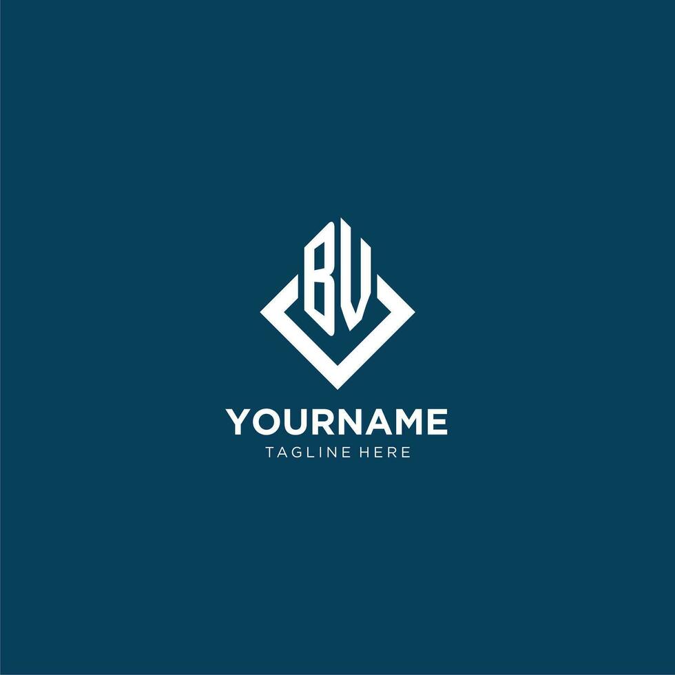Initial BV logo square rhombus with lines, modern and elegant logo design vector
