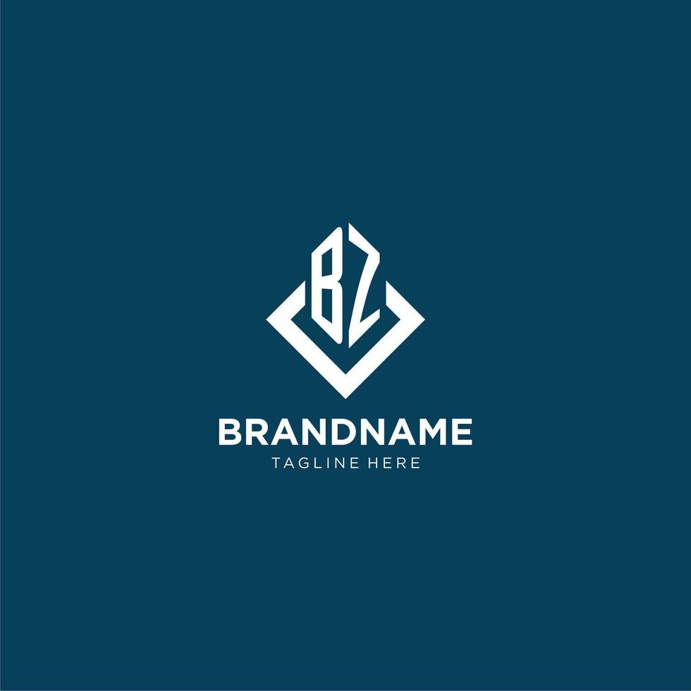 Initial BZ logo square rhombus with lines, modern and elegant logo design vector