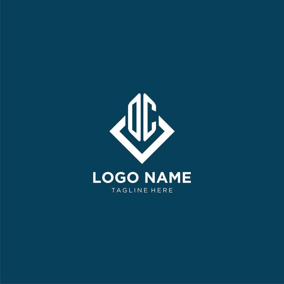 Initial OC logo square rhombus with lines, modern and elegant logo design vector