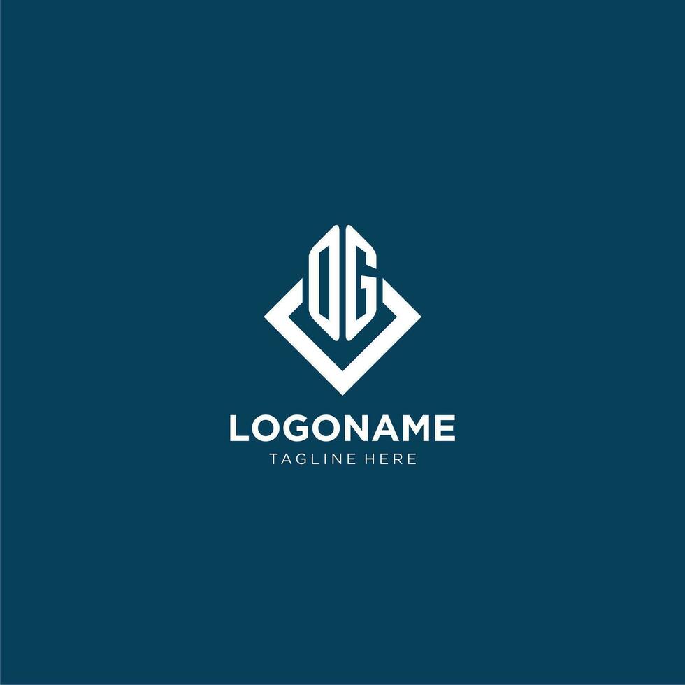 Initial OG logo square rhombus with lines, modern and elegant logo design vector
