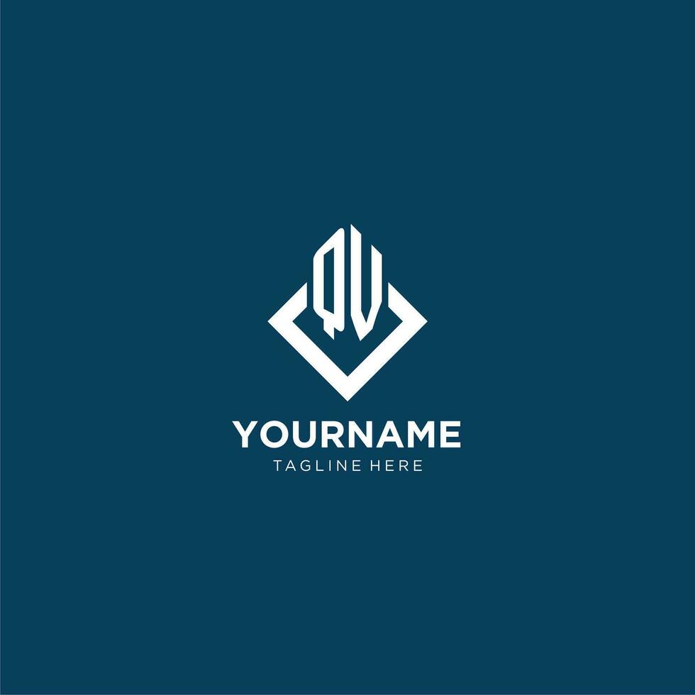 Initial QV logo square rhombus with lines, modern and elegant logo design vector
