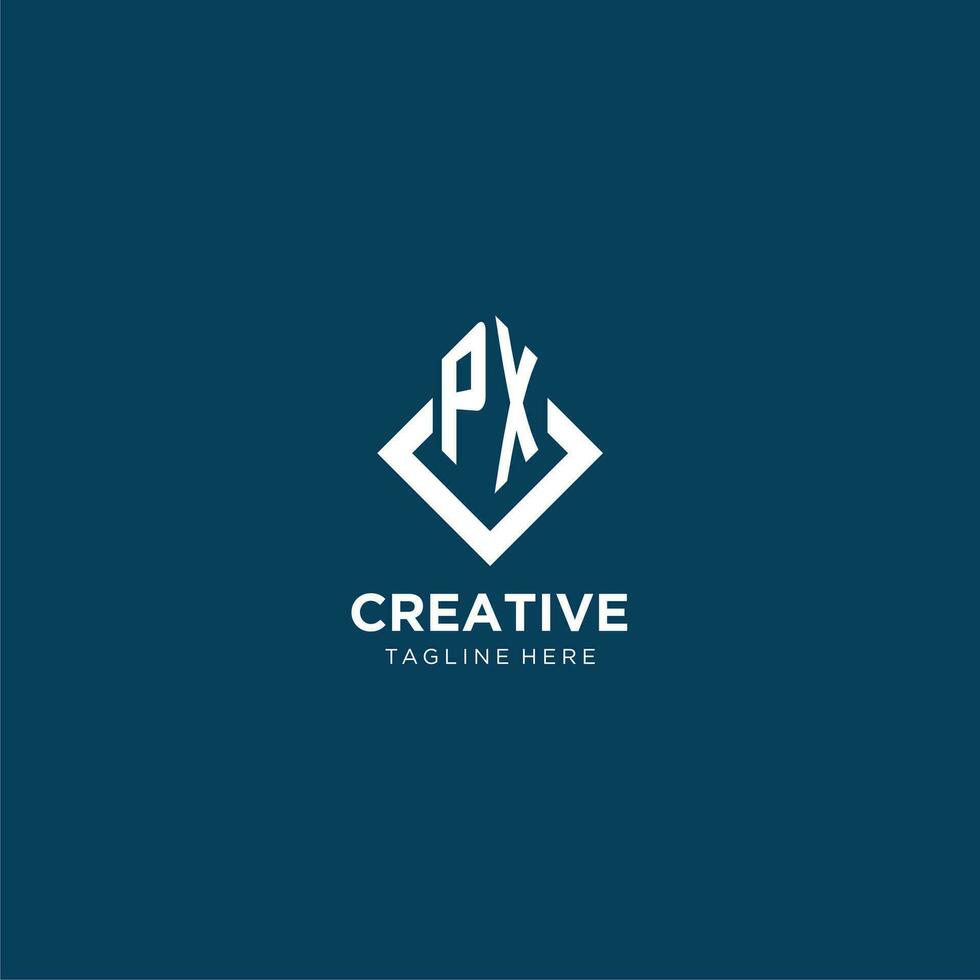Initial PX logo square rhombus with lines, modern and elegant logo design vector