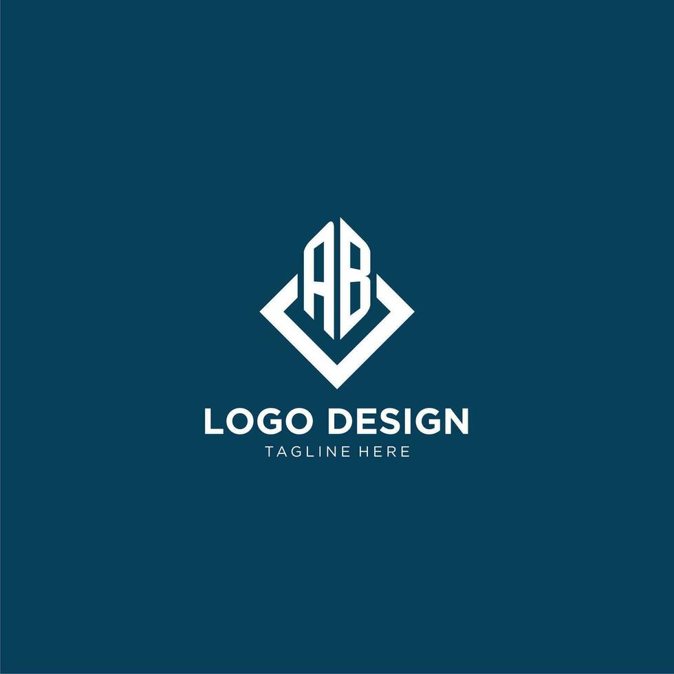 Initial AB logo square rhombus with lines, modern and elegant logo design vector