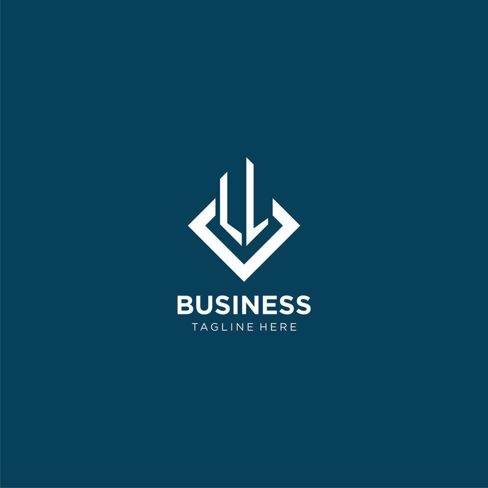 Initial LL logo square rhombus with lines, modern and elegant logo design vector