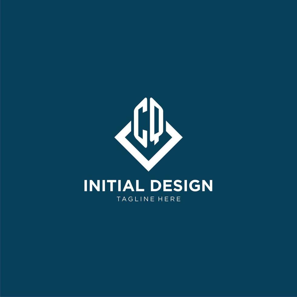 Initial CQ logo square rhombus with lines, modern and elegant logo design vector