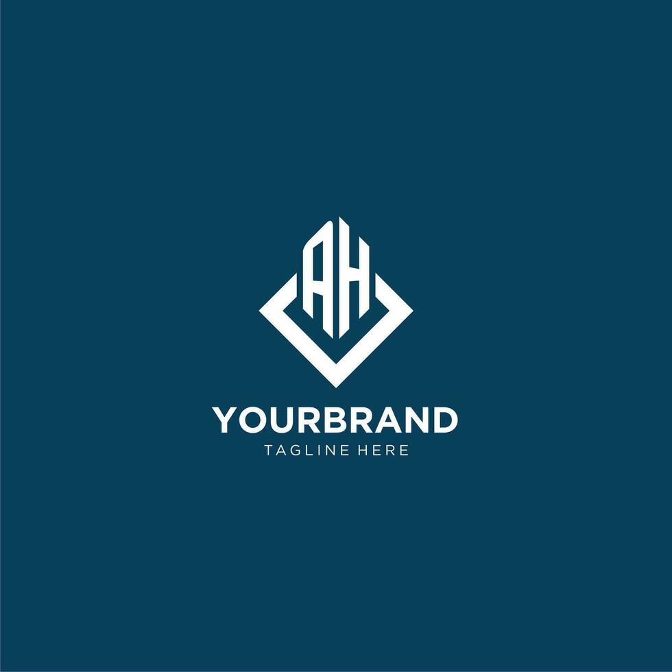 Initial AH logo square rhombus with lines, modern and elegant logo design vector