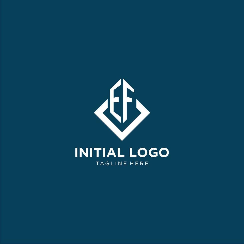 Initial EF logo square rhombus with lines, modern and elegant logo design vector