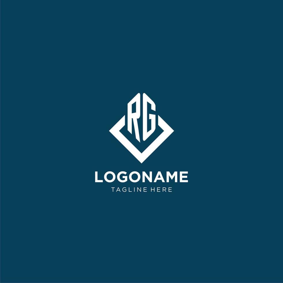 Initial RG logo square rhombus with lines, modern and elegant logo design vector