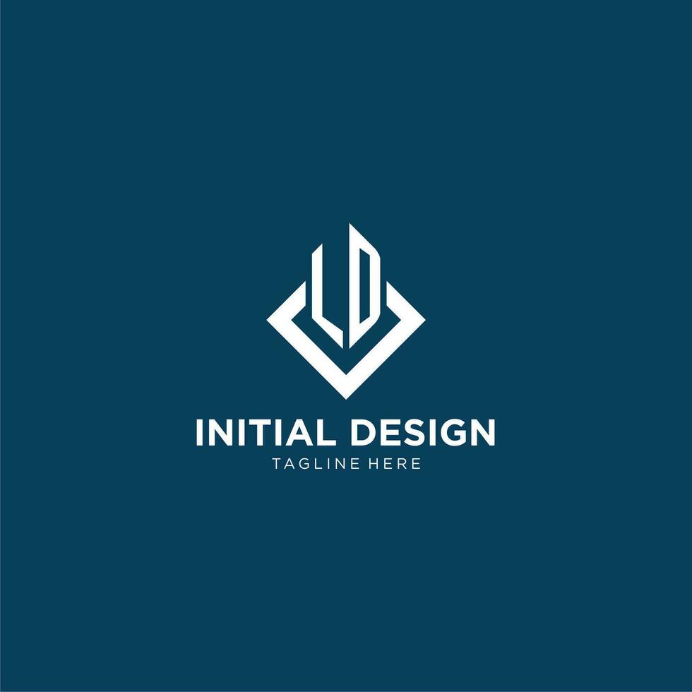 Initial LD logo square rhombus with lines, modern and elegant logo design vector