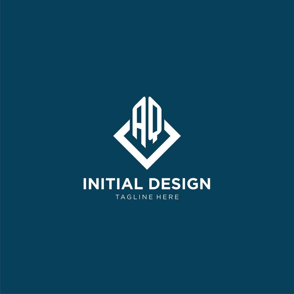 inicial aq logo cuadrado rombo con líneas, moderno y elegante logo diseño vector