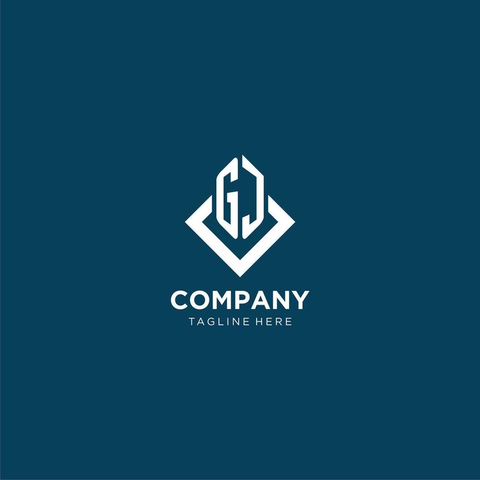 Initial GJ logo square rhombus with lines, modern and elegant logo design vector