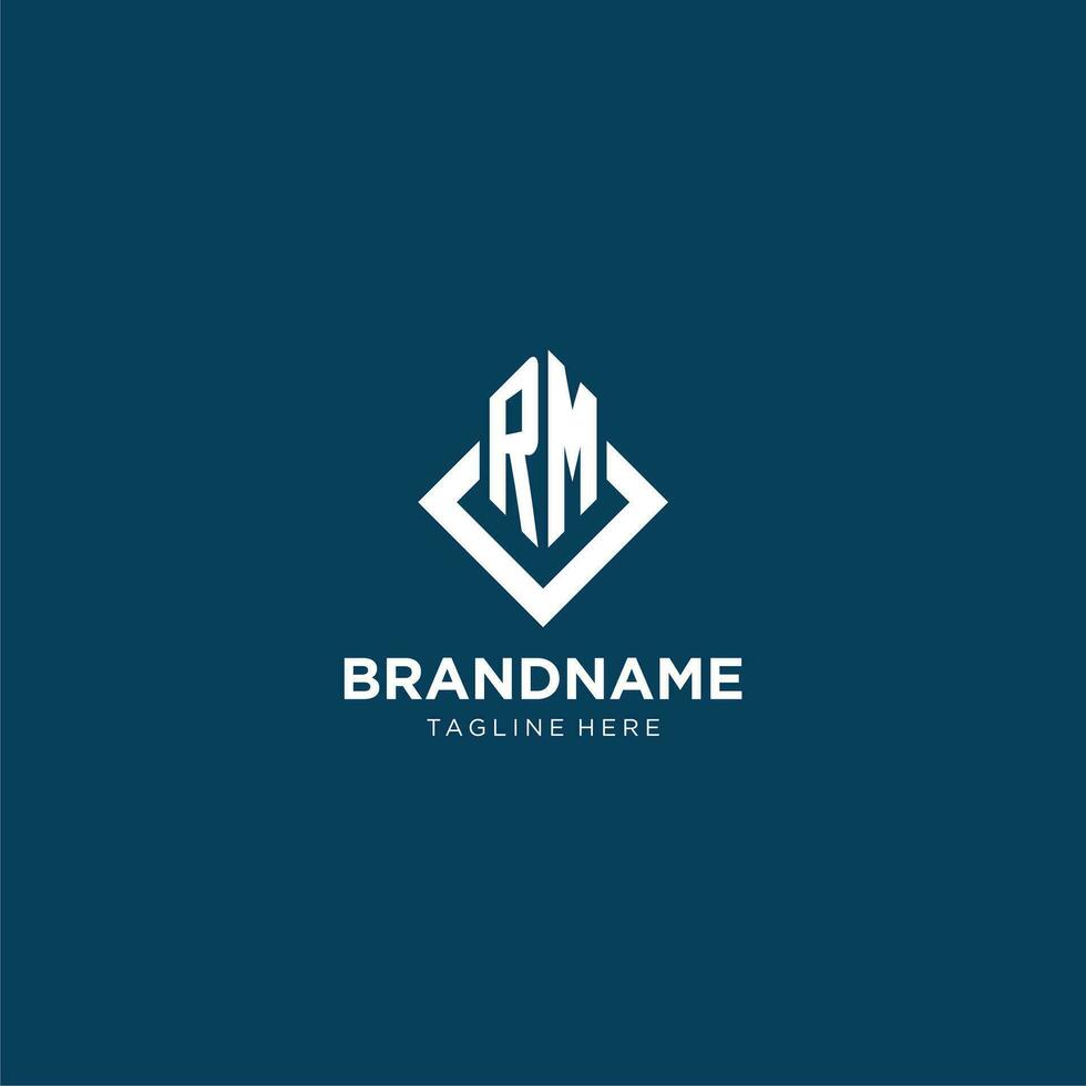 Initial RM logo square rhombus with lines, modern and elegant logo design vector