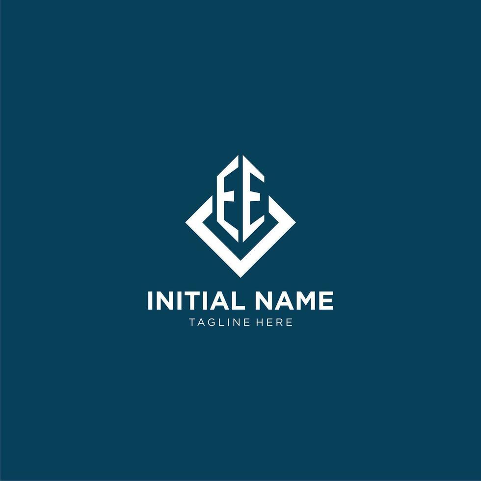 Initial EE logo square rhombus with lines, modern and elegant logo design vector