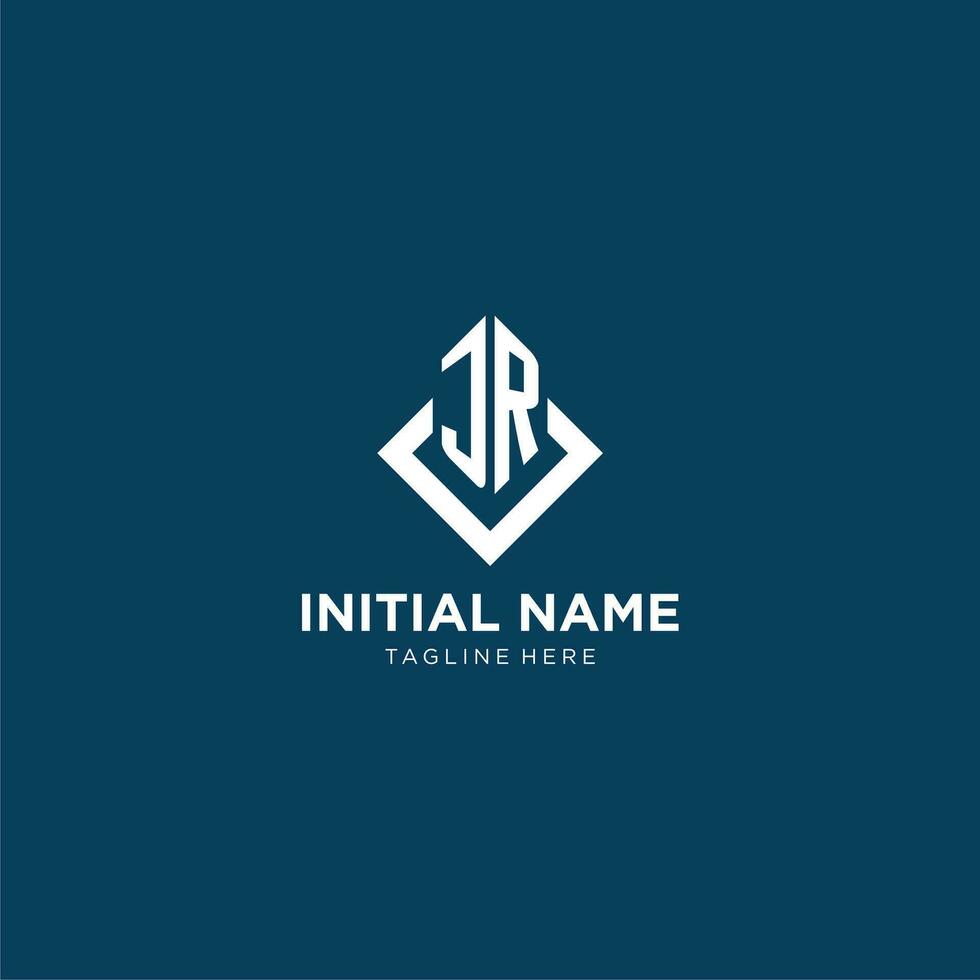 Initial JR logo square rhombus with lines, modern and elegant logo design vector