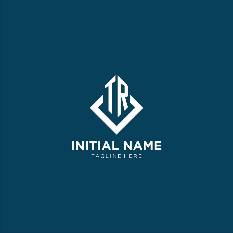 Initial TR logo square rhombus with lines, modern and elegant logo design vector