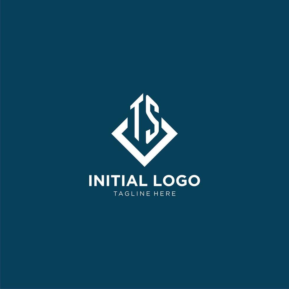 inicial ts logo cuadrado rombo con líneas, moderno y elegante logo diseño vector