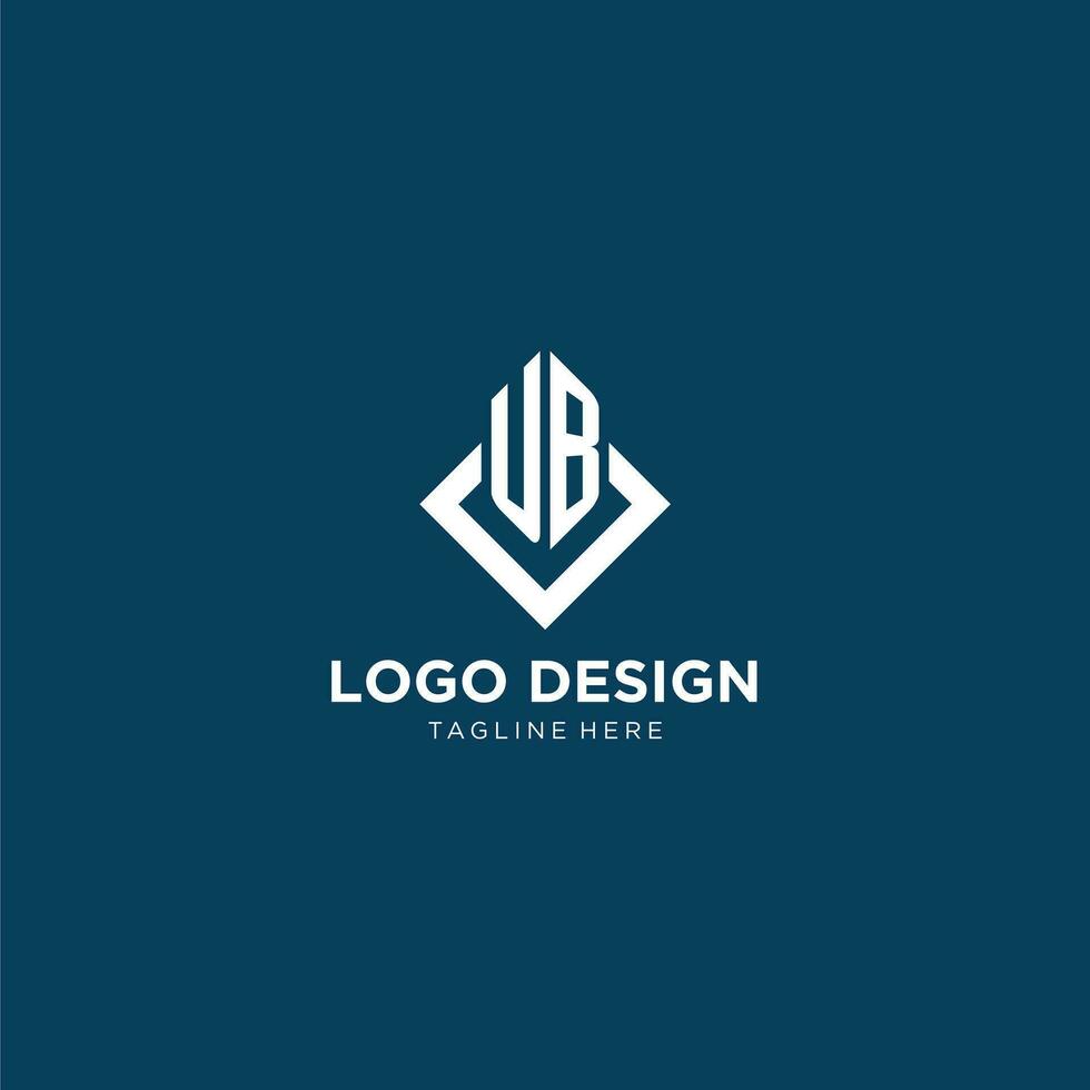 inicial ub logo cuadrado rombo con líneas, moderno y elegante logo diseño vector