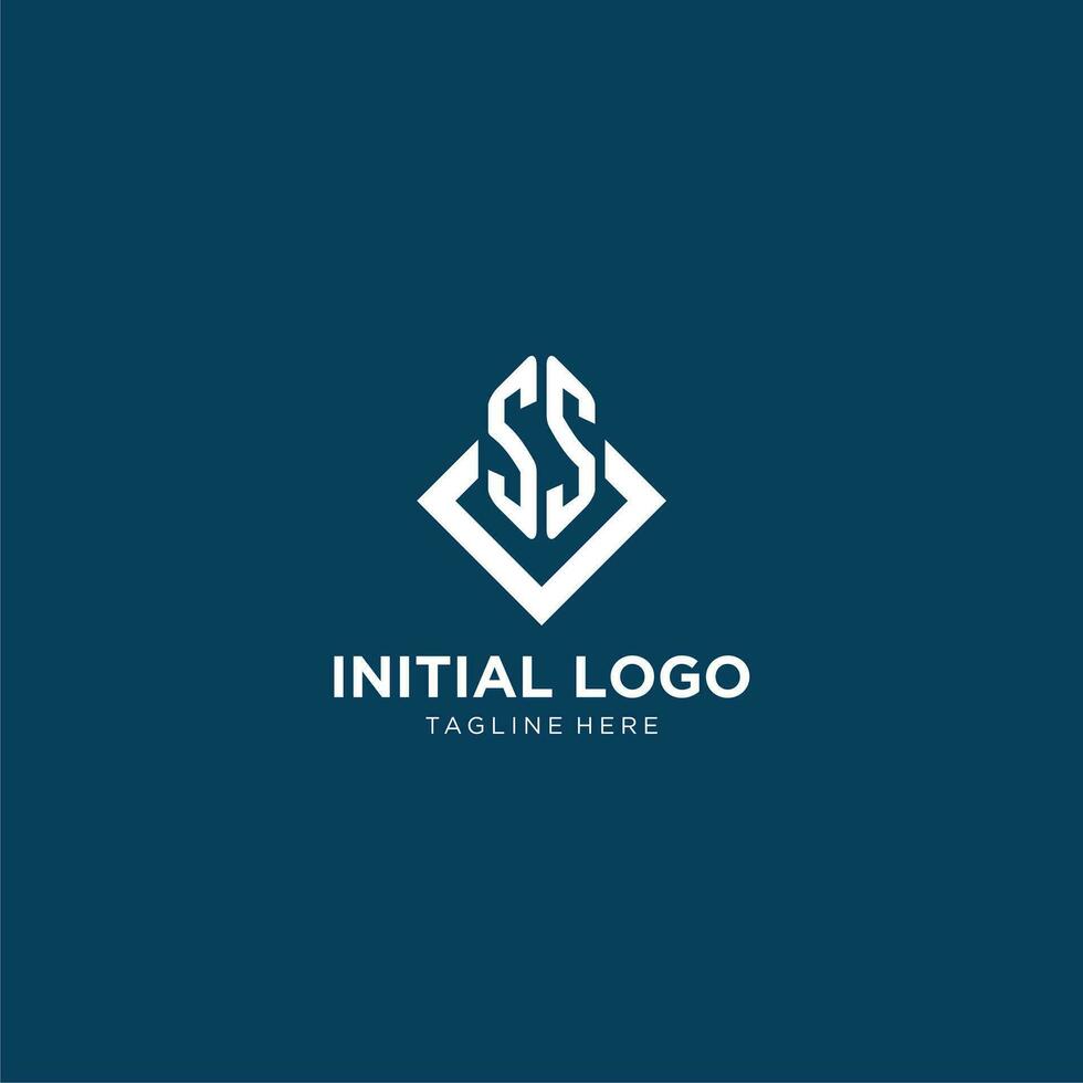 Initial SS logo square rhombus with lines, modern and elegant logo design vector