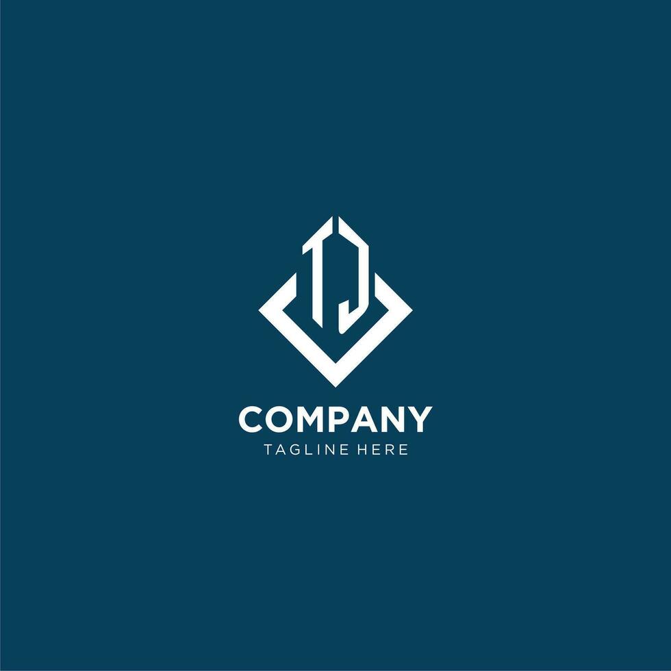 Initial TJ logo square rhombus with lines, modern and elegant logo design vector