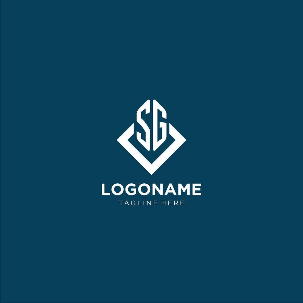 Initial SG logo square rhombus with lines, modern and elegant logo design vector