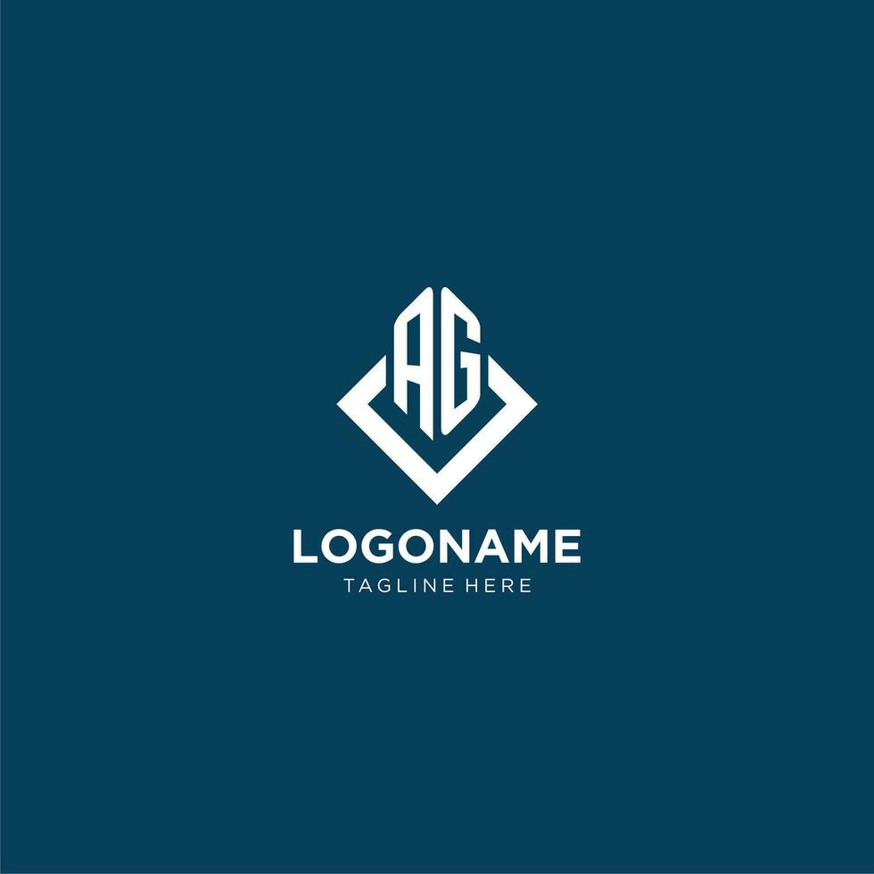 Initial AG logo square rhombus with lines, modern and elegant logo design vector