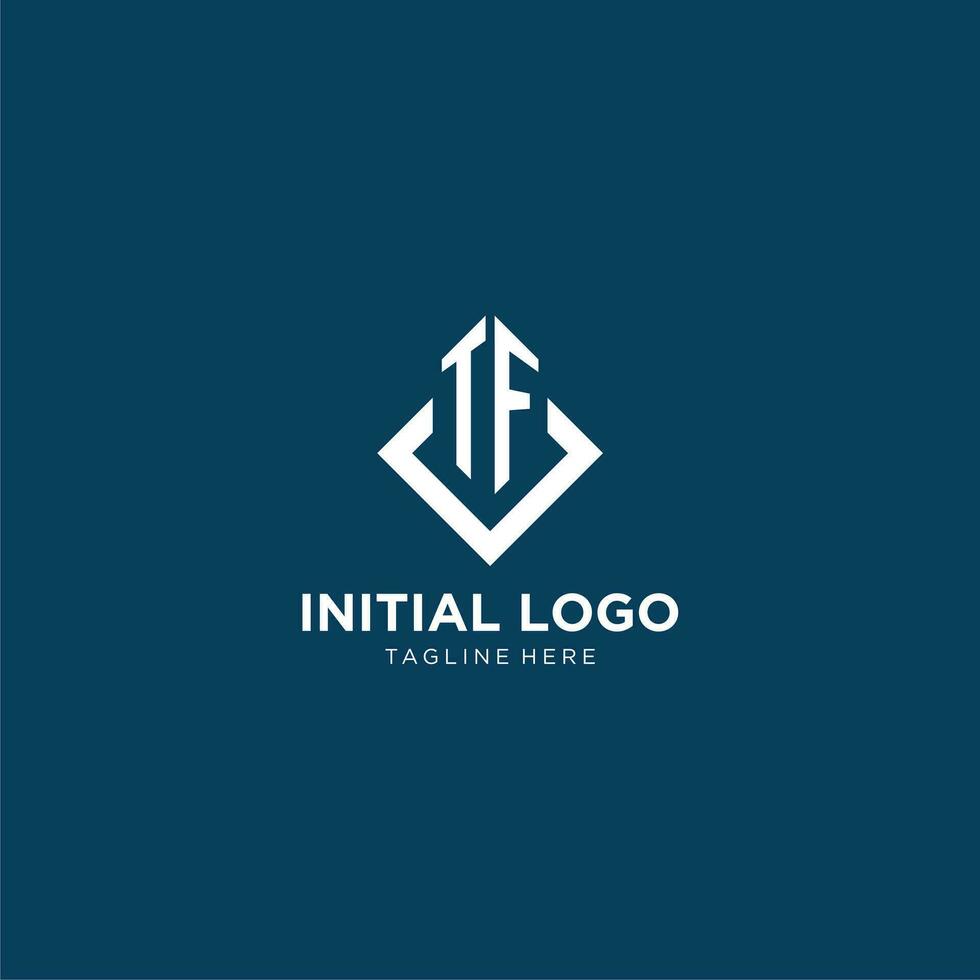 Initial TF logo square rhombus with lines, modern and elegant logo design vector