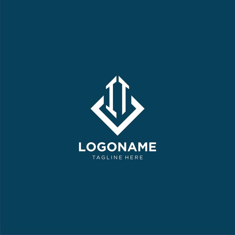 Initial IT logo square rhombus with lines, modern and elegant logo design vector