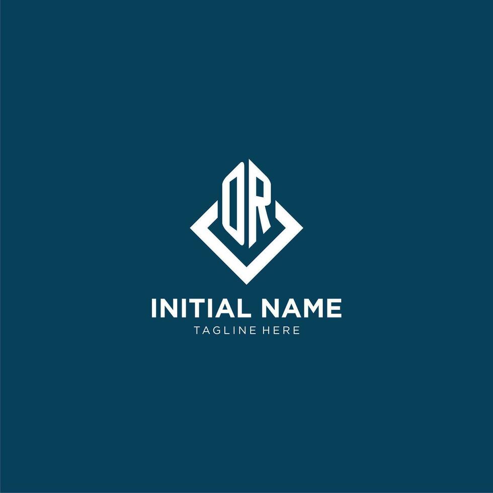 Initial OR logo square rhombus with lines, modern and elegant logo design vector