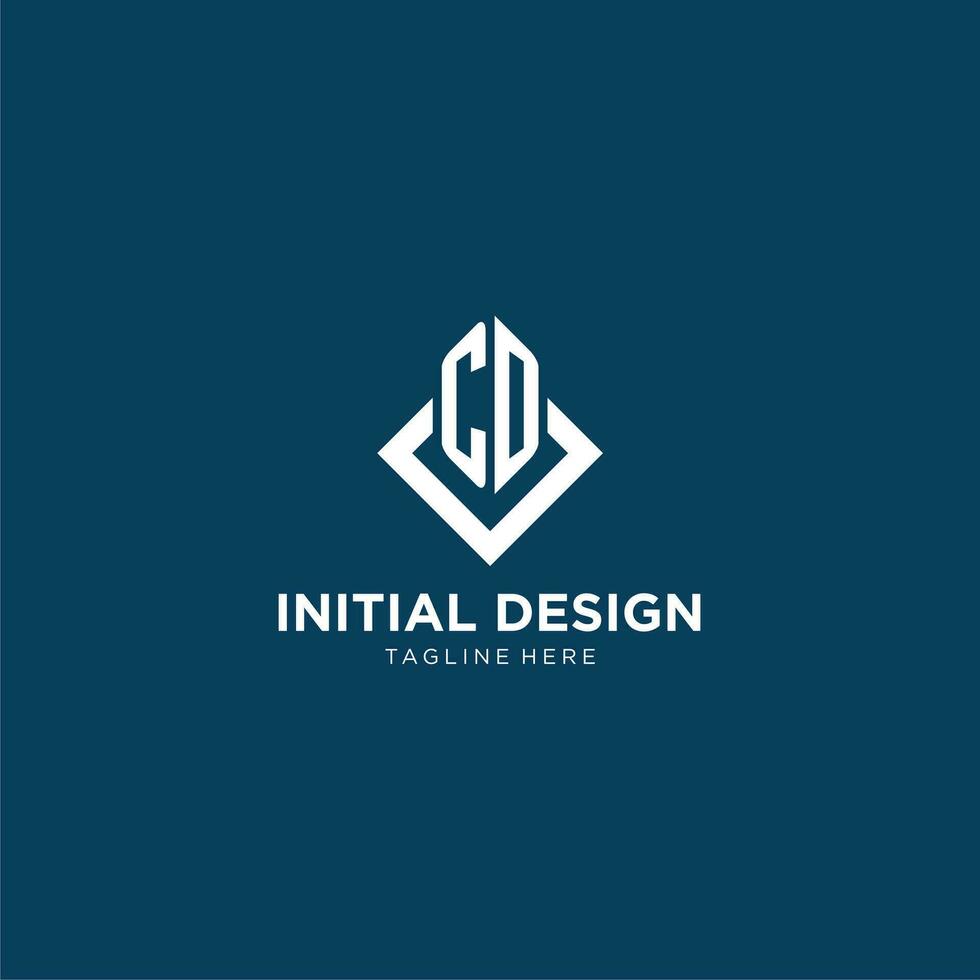 Initial CD logo square rhombus with lines, modern and elegant logo design vector