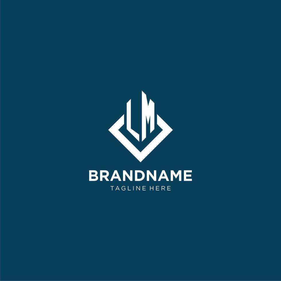 Initial LM logo square rhombus with lines, modern and elegant logo design vector