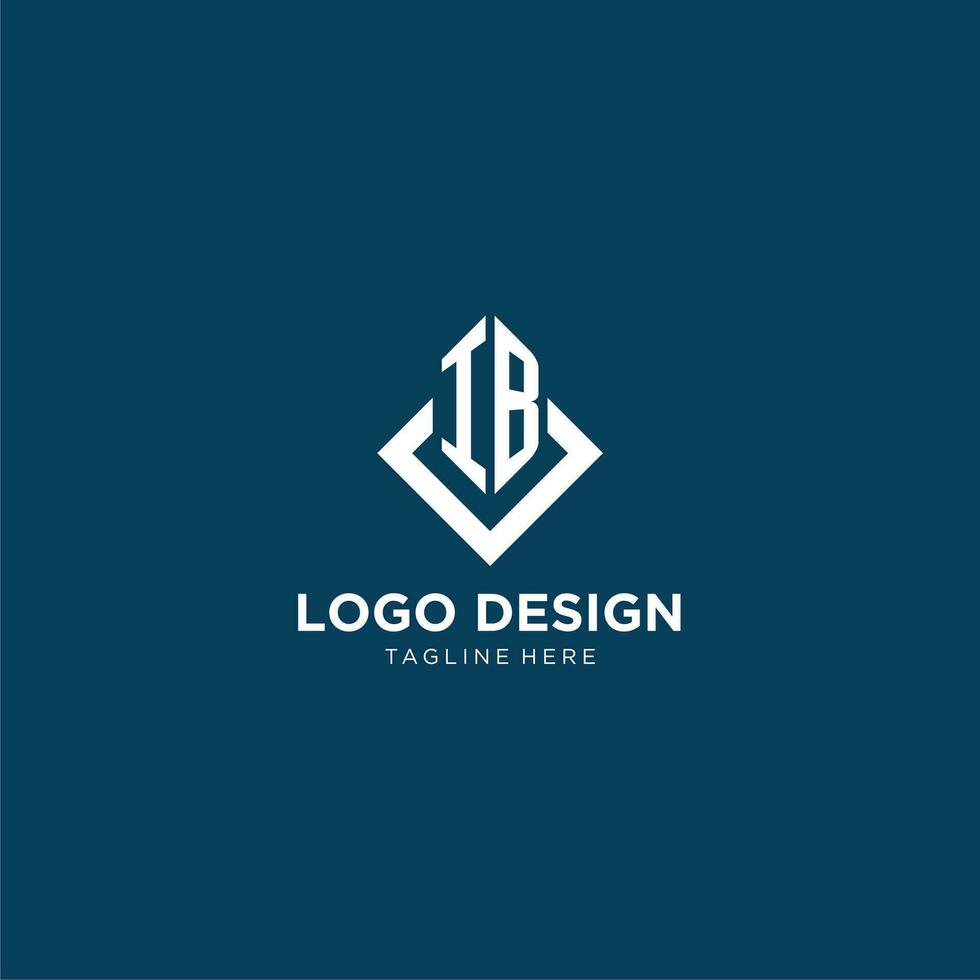 Initial IB logo square rhombus with lines, modern and elegant logo design vector